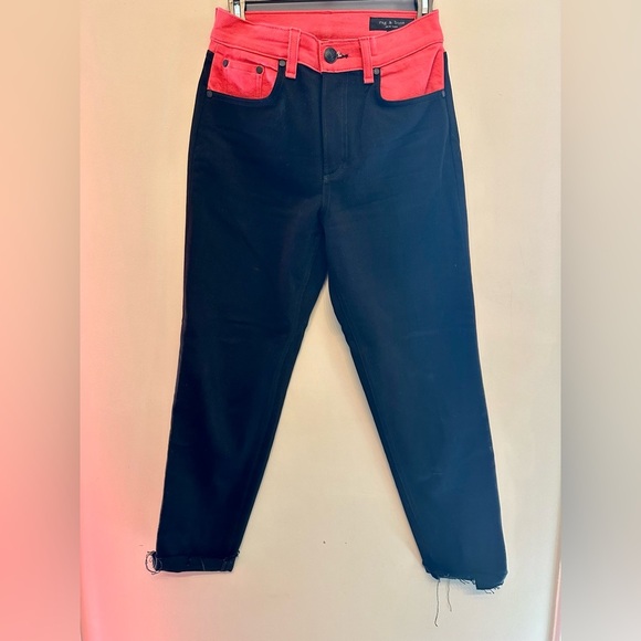 Rag & Bone Vibrant Pink Waistband Straight Leg Denim 25 - Picture 1 of 4
